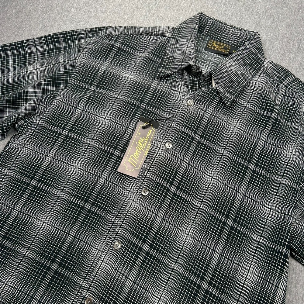 Monzini Collection Long Sleeve Shirt Mens Medium Black Abstract Disco NEW USA